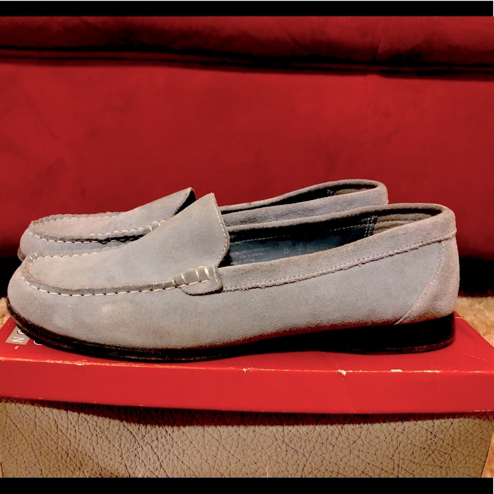 Powder blue loafers